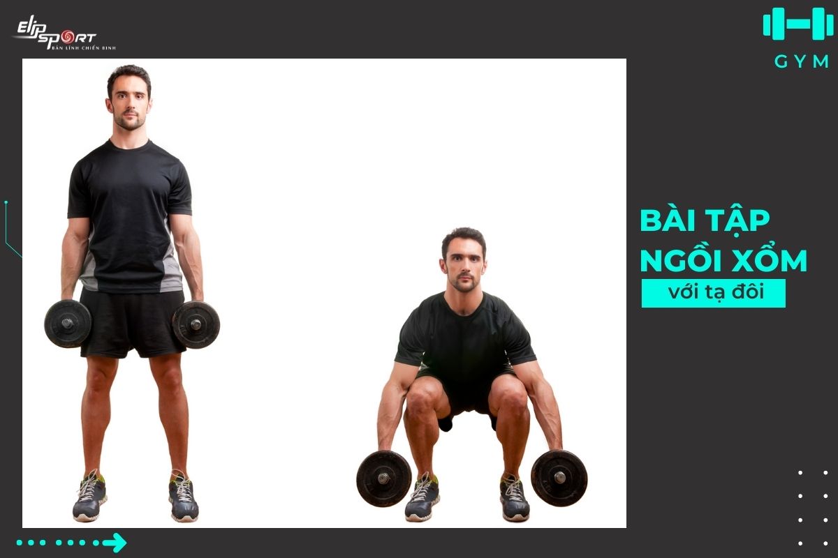 Tập ch&acirc;n với tạ đ&ocirc;i b&agrave;i tập ngồi xổm