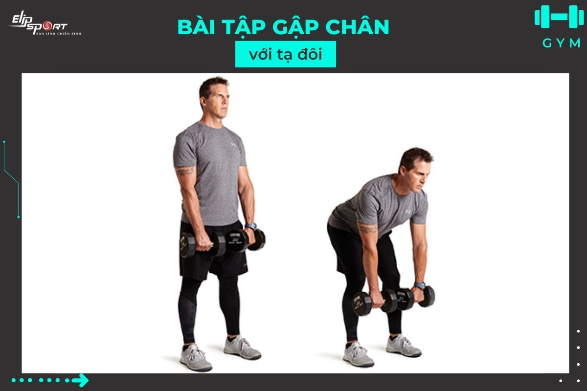 Gập ch&acirc;n với tạ đ&ocirc;i