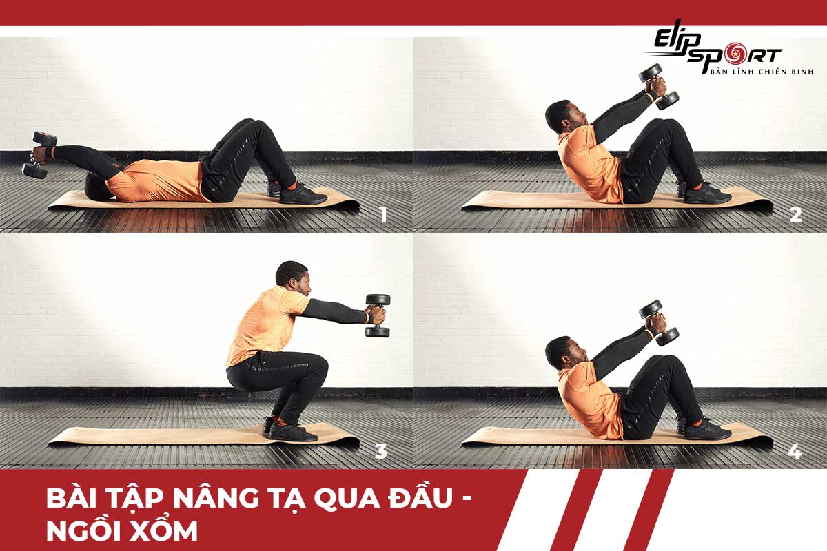 tập bụng với tạ tay