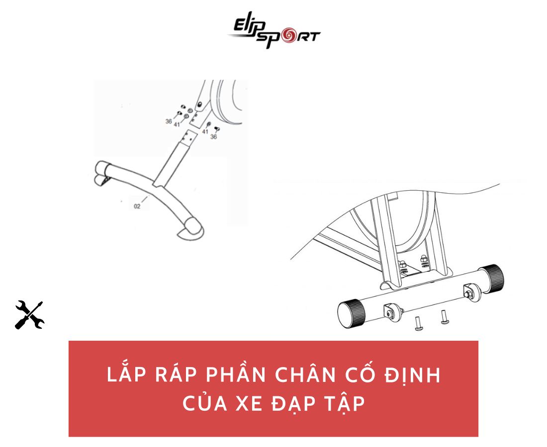 c&aacute;ch lắp phần ch&acirc;n xe đạp tập thể dục