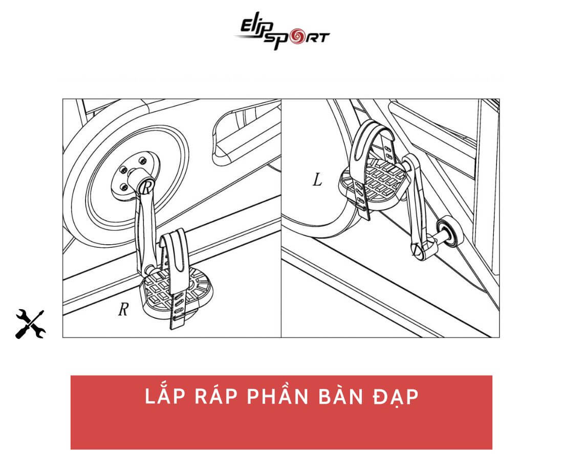 c&aacute;ch lắp b&agrave;n đạp xe đạp tập thể dục