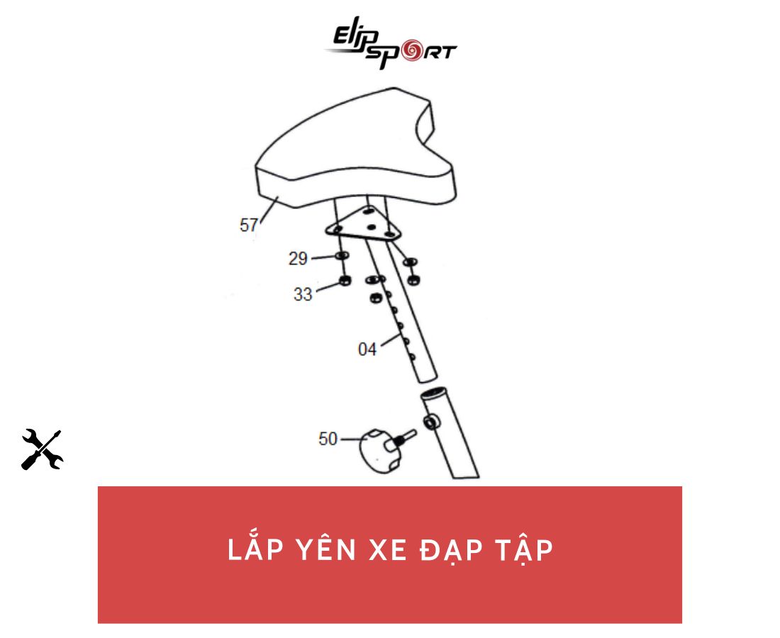 c&aacute;ch lắp phần y&ecirc;n xe đạp tập thể dục