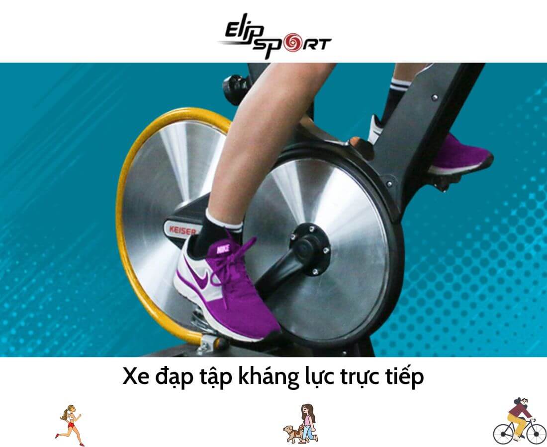 xe đạp tập kh&aacute;ng từ kh&aacute;ng trực tiếp