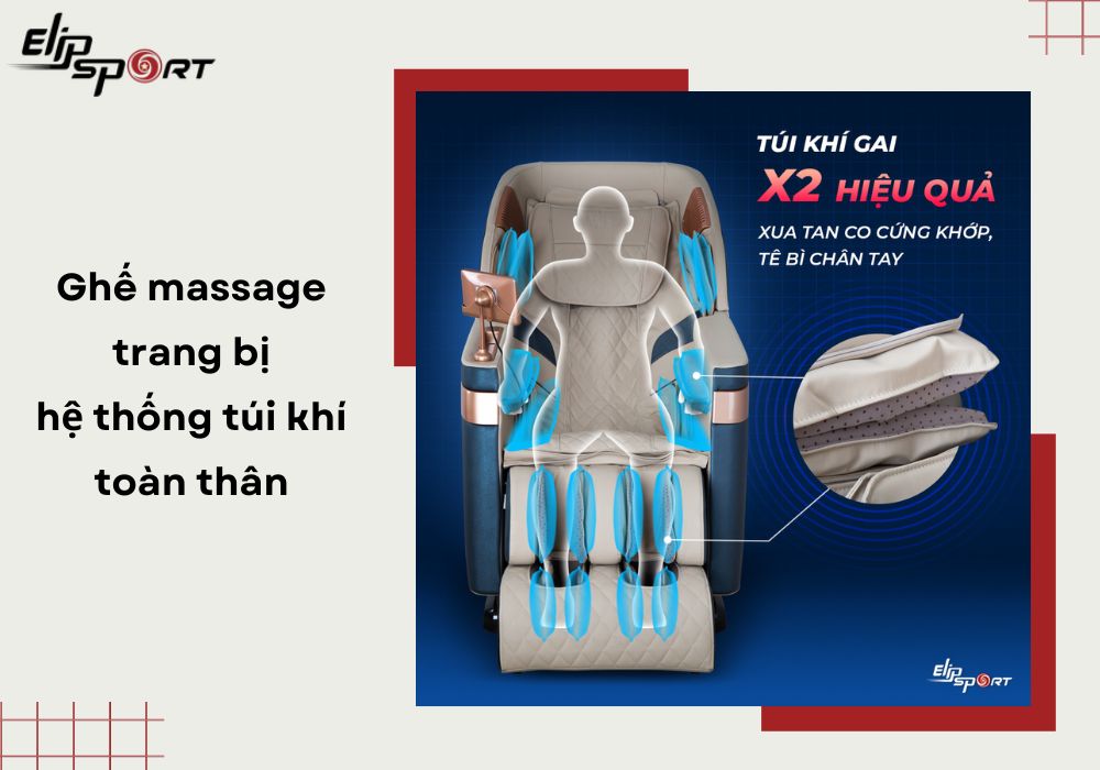 Ghế massage c&oacute; hệ thống t&uacute;i kh&iacute; to&agrave;n th&acirc;n
