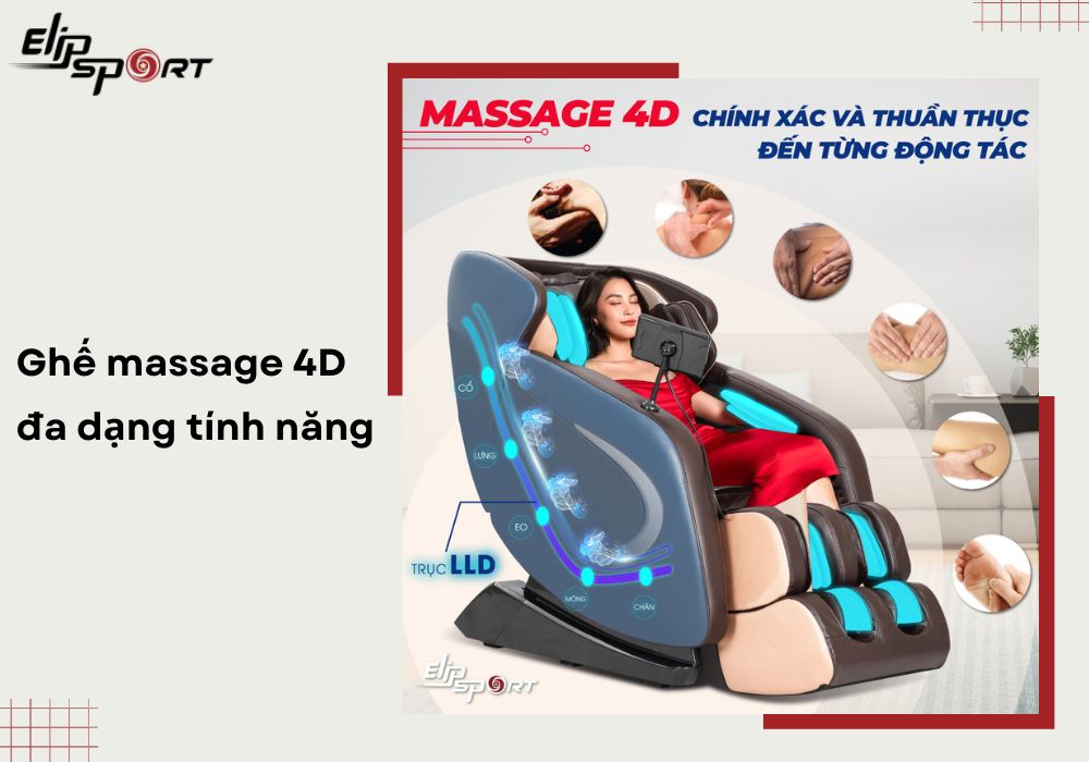 Ghế massage 4D đa dạng t&iacute;nh năng