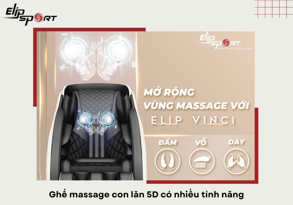 Ghế massage con lăn 5D c&oacute; nhiều t&iacute;nh năng