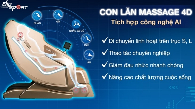Ghế massage 4D của d&ograve;ng sản phẩm n&agrave;y cho ph&eacute;p người sử dụng linh hoạt điều chỉnh cường độ massage của con lăn
