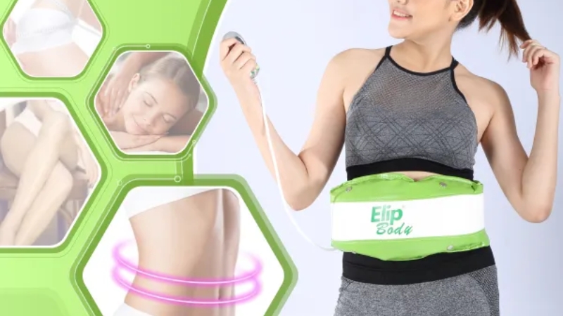 M&aacute;y massage bụng được thiết kế giống với một chiếc đai quấn v&agrave;o bụng