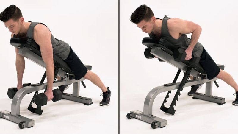 B&agrave;i Incline Bench Two Arm Dumbbell Row
