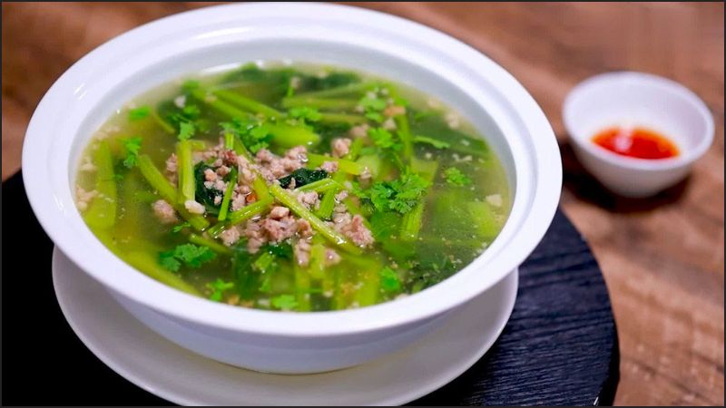 Cải ngọt nấu thịt băm