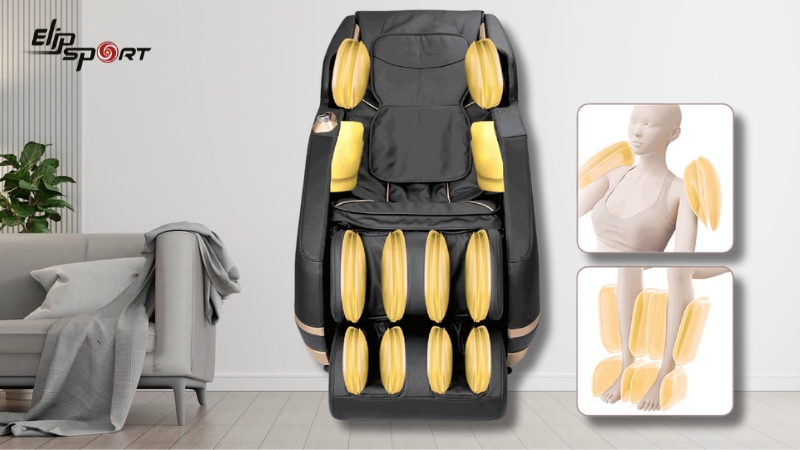Ghế massage c&oacute; t&aacute;c động tốt đến cơ bắp với hệ thống t&uacute;i kh&iacute;