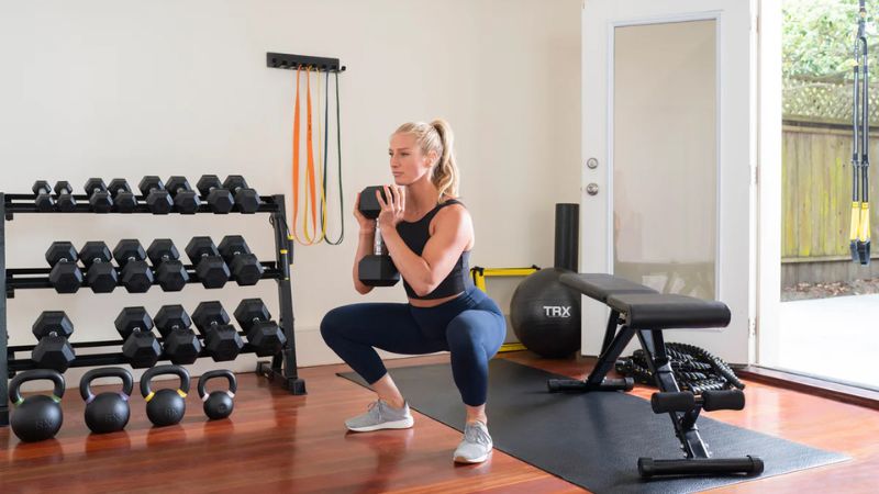 Tập gym với tạ đơn d&agrave;nh cho nữ