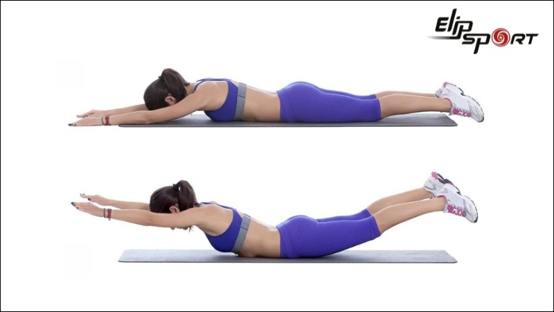 B&agrave;i tập nằm sấp n&acirc;ng tay ch&acirc;n l&ecirc;n cao