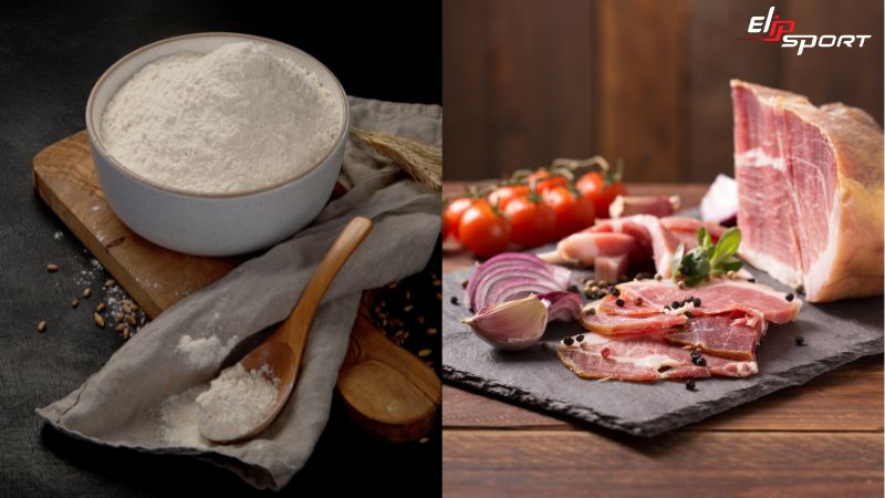 Th&agrave;nh phần ch&iacute;nh của b&aacute;nh cuộn jambon l&agrave; bột m&igrave;, nh&acirc;n thịt, ch&agrave; b&ocirc;ng v&agrave; gia vị