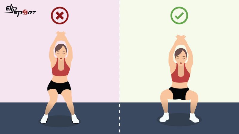 L&ocirc;̃i tư th&ecirc;́ Squat hai đ&acirc;̀u g&ocirc;̀i chụm vào nhau
