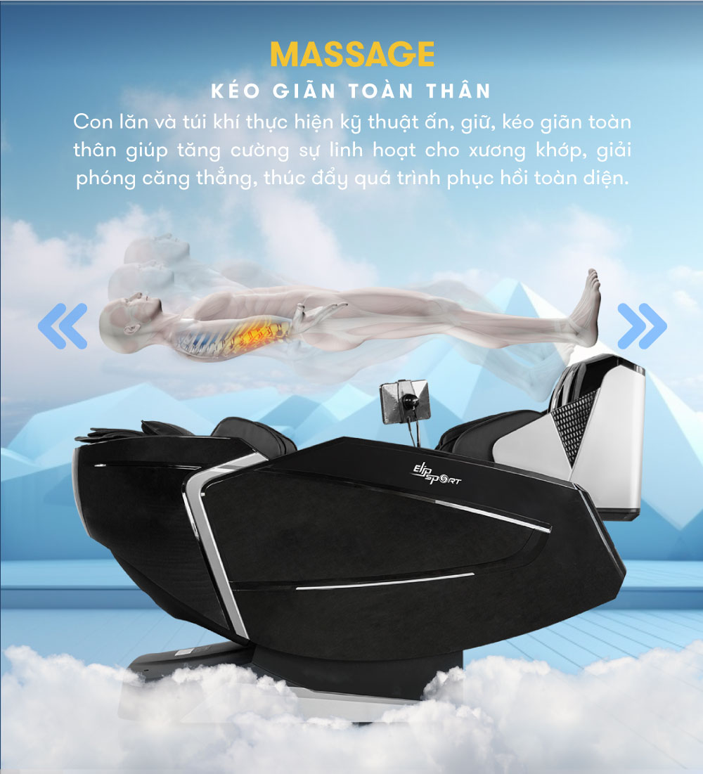 Jun888 com ưu đãi hấp dẫn elip o8 black chế độ massage kéo giãn toàn thân