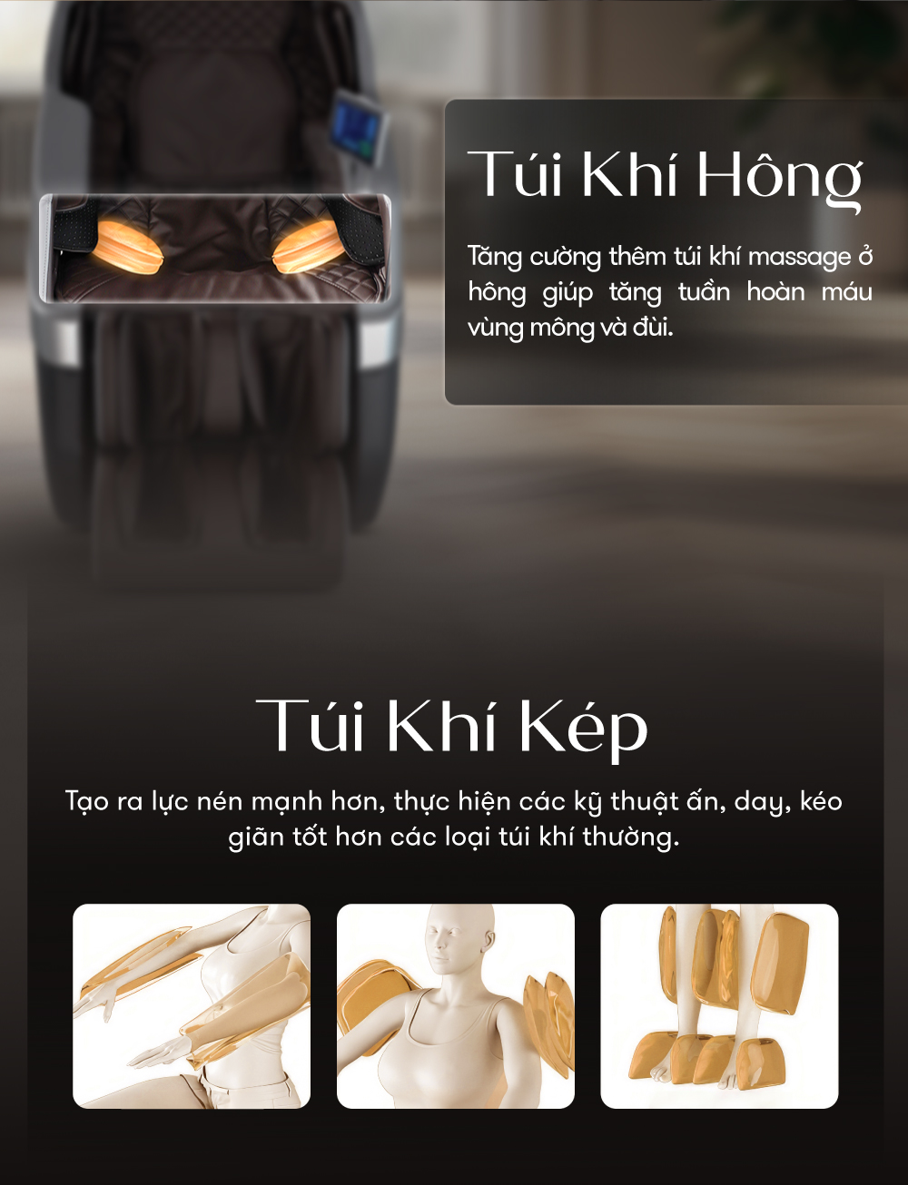 Jun888 com ưu đãi hấp dẫn elip o3 black gray túi khí hông giúp tăng tuần hoàn máu